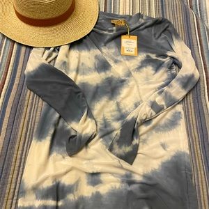 Lapiel Tie Dye Indigo Florence Mesh long sleeve top M/L NWT